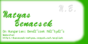 matyas benacsek business card